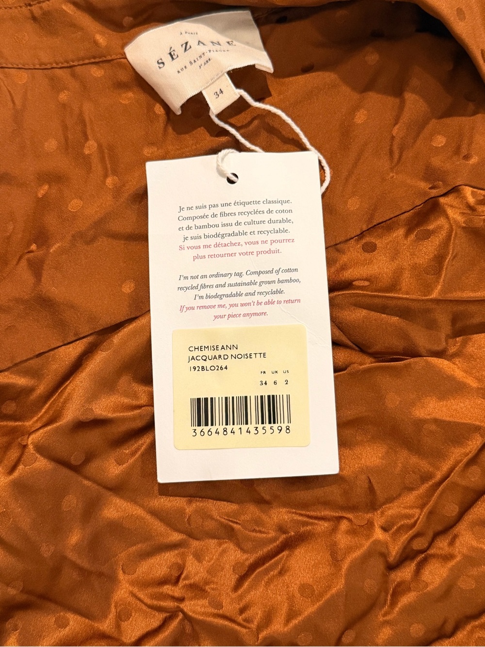 Sezane Ann Shirt NWT - 2 - Picture 2 of 2